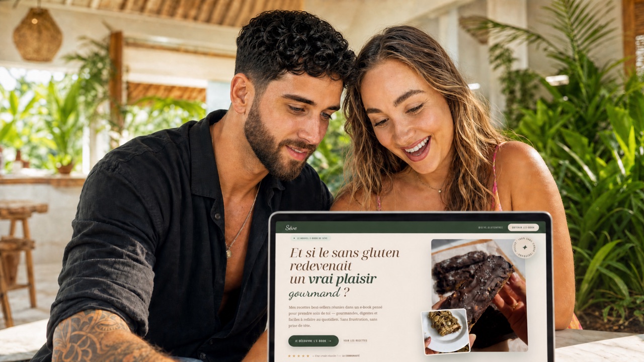 Création en direct de la page de vente de l'e-book de Sève