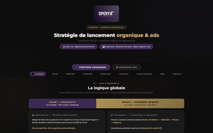 Plan de lancement organique et ads livré à un client